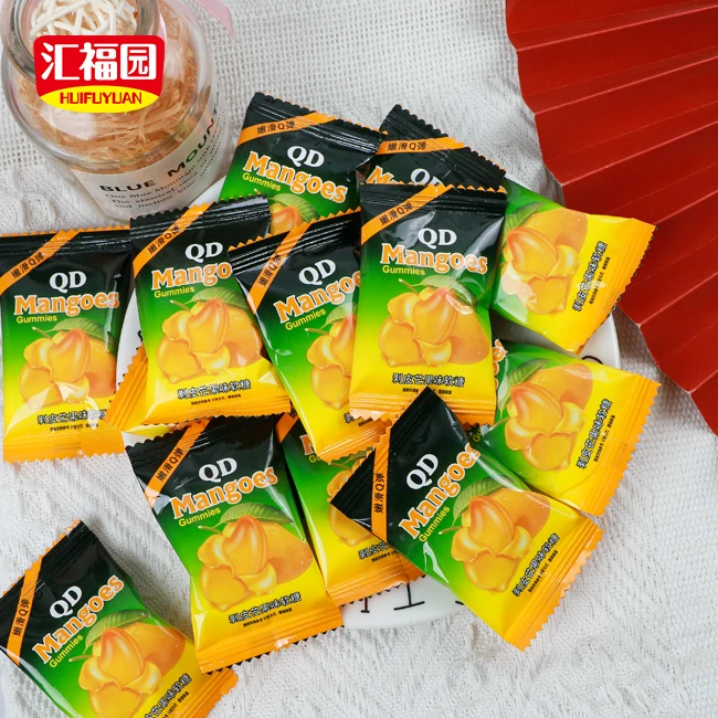 Wholesale HUIFUYUAN peeling fruit shaped mango soft candy