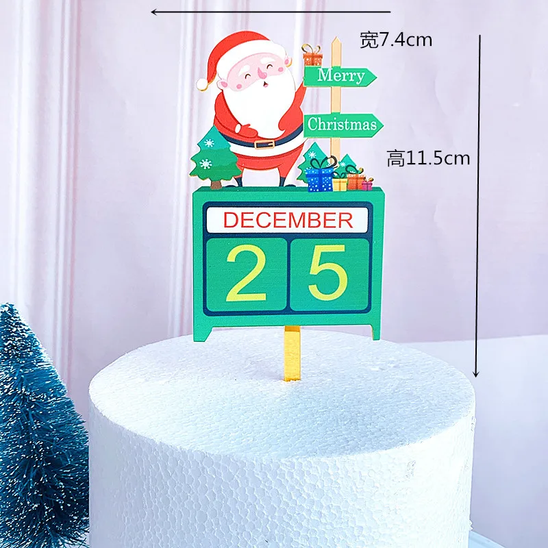 2024 Acrylic Christmas Cake Topper Santa Antlers Baked Dessert Cake  Decoration for Party Decoration