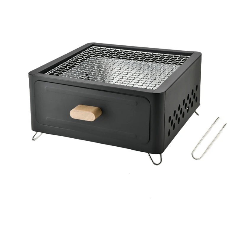 Outdoor Portable Charcoal Smokeless Picnic Grills Stove Mini Backyard Enamel Baking Pan rawer Type Charcoal Barbecue Pan