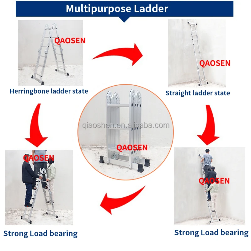 4x5 Aluminium Multifunctional ladder 20 Steps Ladders 4 fold ladder Small Hinge