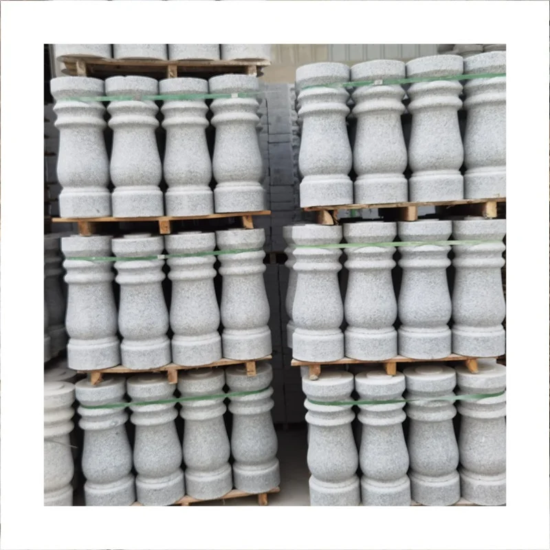 Exterior Grey Granite Villa Landscape Rail for Stair Case Balcony Baluster Polished Outdoor Balcony Railings Graphic Design