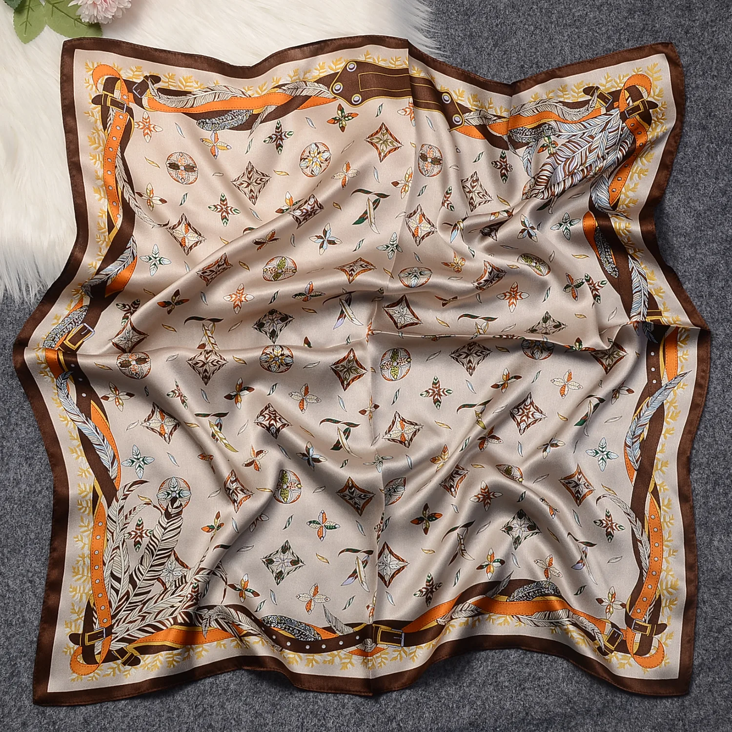 Fashion Foulard Custom Digital Printing Square Silk Scarves 100% Chinese Silk Scarf