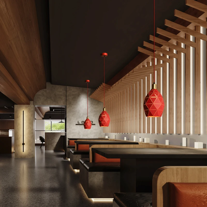 E27 metal industrial  hang light workshop exhibition hall warehouse workshop office gym cafe restaurant red pendant light