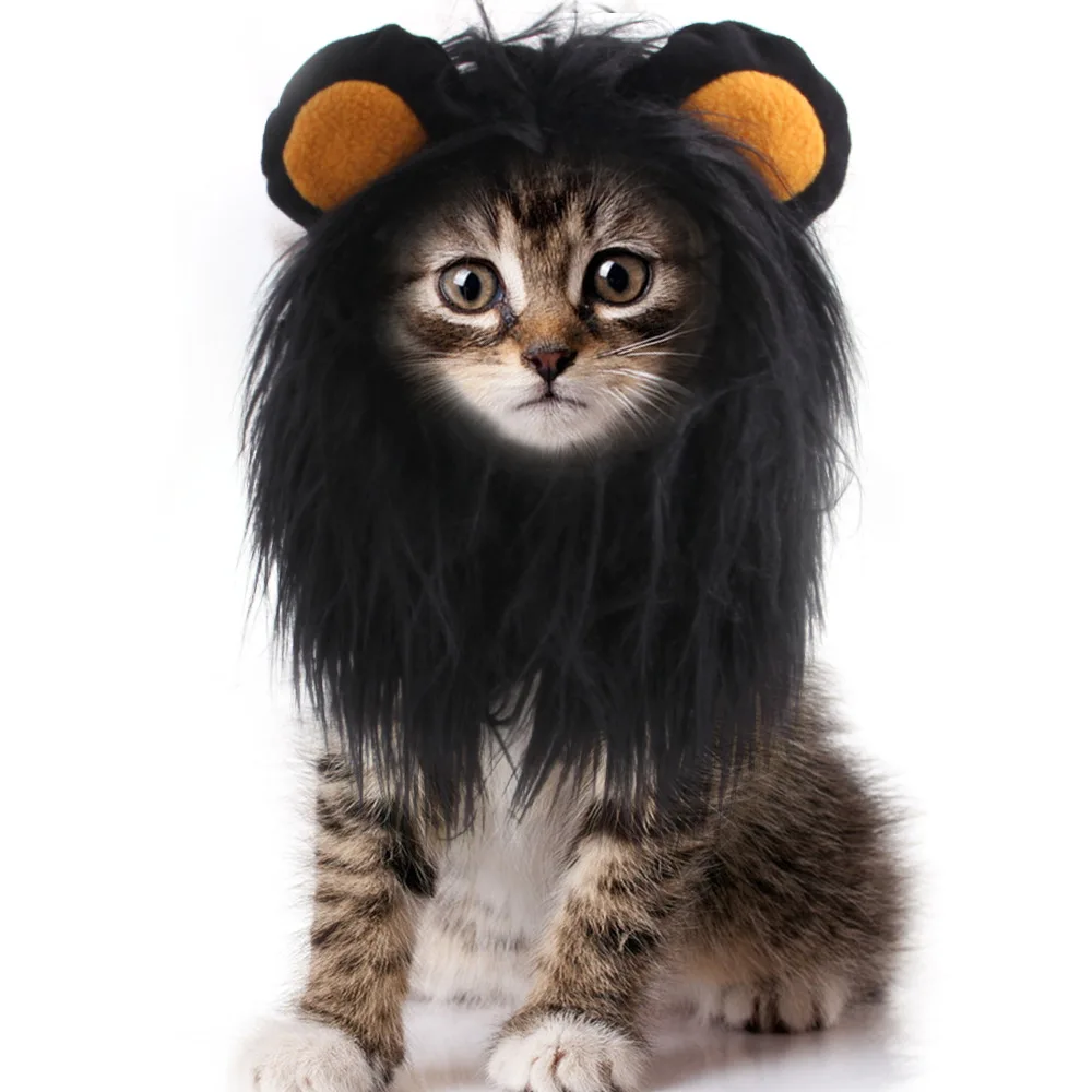 Halloween Pet Lion Head Wig Personalized Cloth Animal Print Hair Ornament for Dogs and Cats Christmas Accessory Decoration