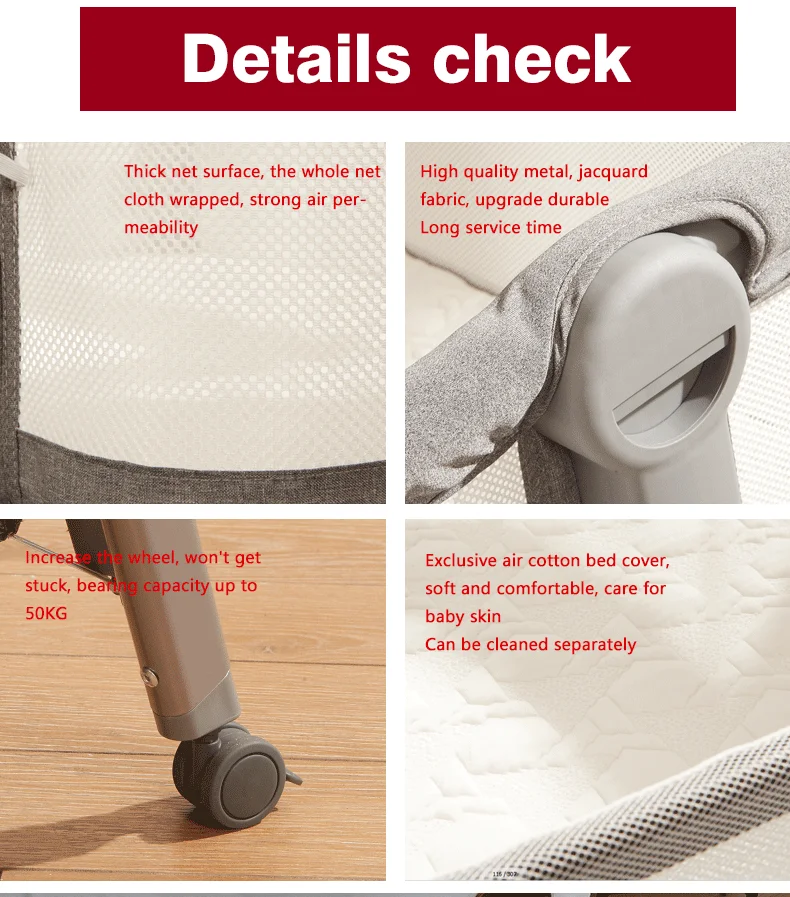 Bassinet Bedside Sleeper, 3 in 1 Folding Crib swing bed 2023 Cradle Folding newborn Cradle Sleeper Multi-functional crib