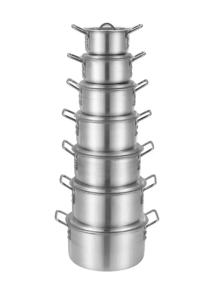 Hot sale Aluminum 7pcs stockpot Cookware sets double handle with Lid