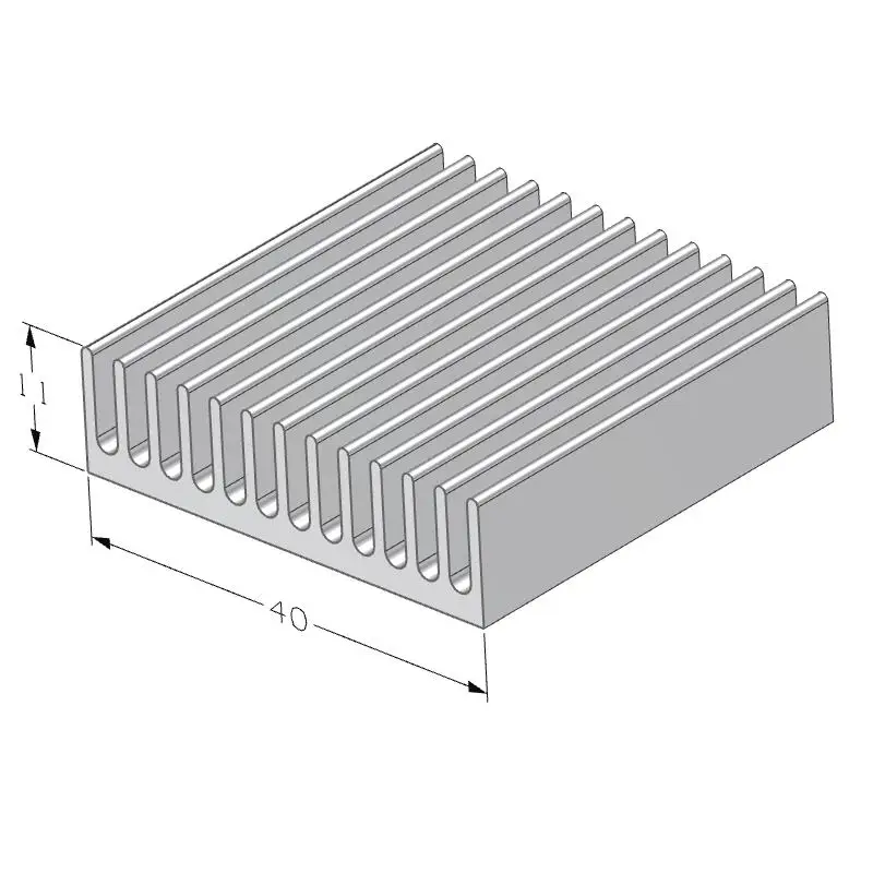Aluminum heatsink extrusion extruded heatsink profile 40(W)*11(H)mm