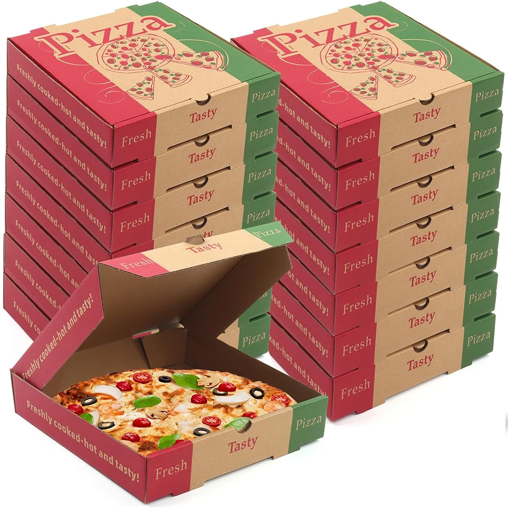 Red Piazzabox Custom Logo Print Low Price High Quality Food Packaging Container Corrugated Wholesale Cardboard Paper Pizza Box