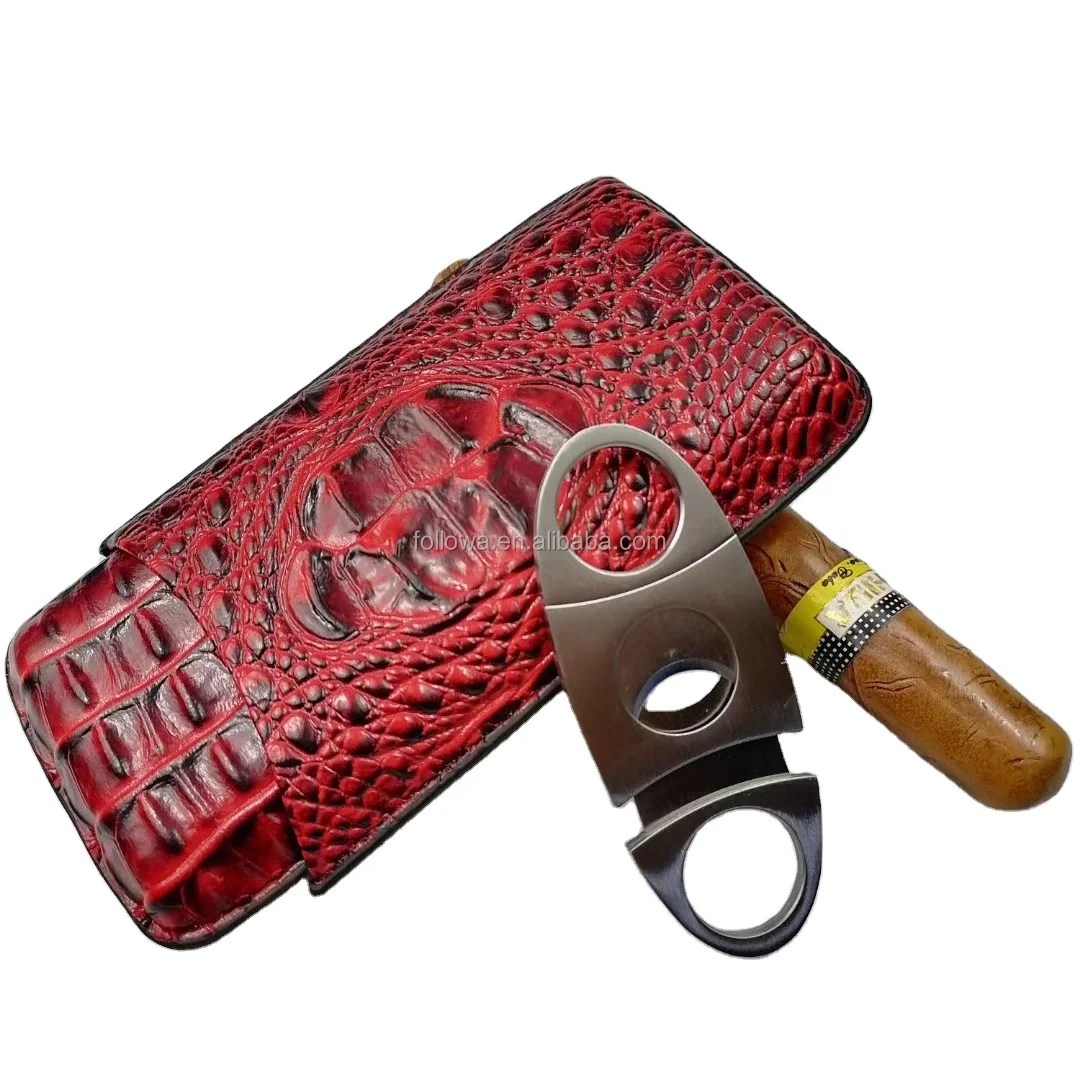 Luxury custom leather cigar case  portable travel cigar holder for men leather cigar tube