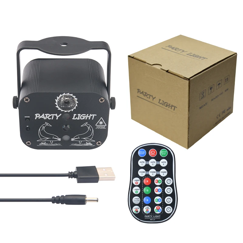Factory 2 Holes Mini Lazer Light Dj Disco Dance Floor Stage Light USB Rechargeable LED+Laser Party Light With Remoter