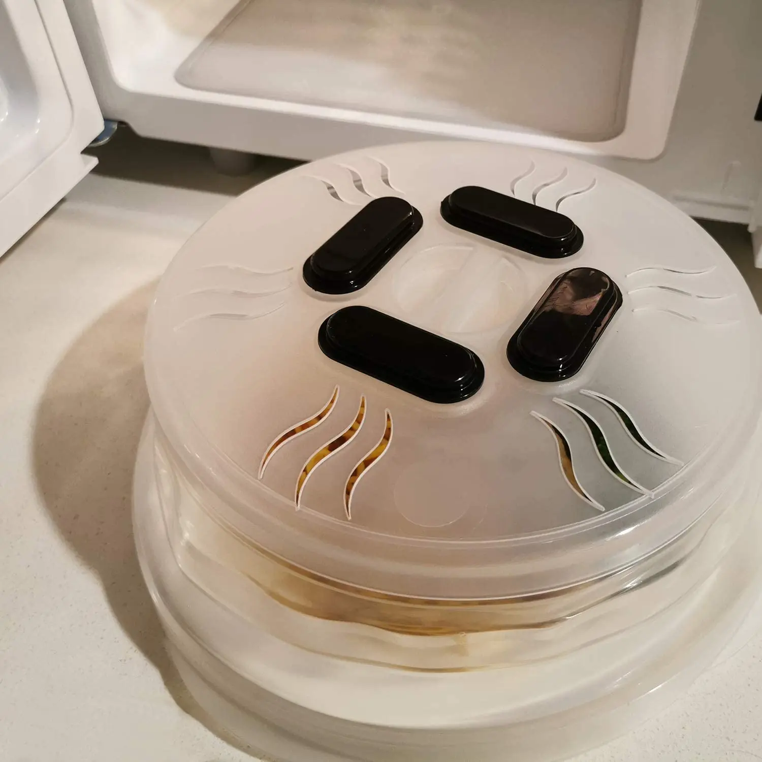 Microwave Plate Cover With Magnetic Collapsible Microwave Splatter Cover