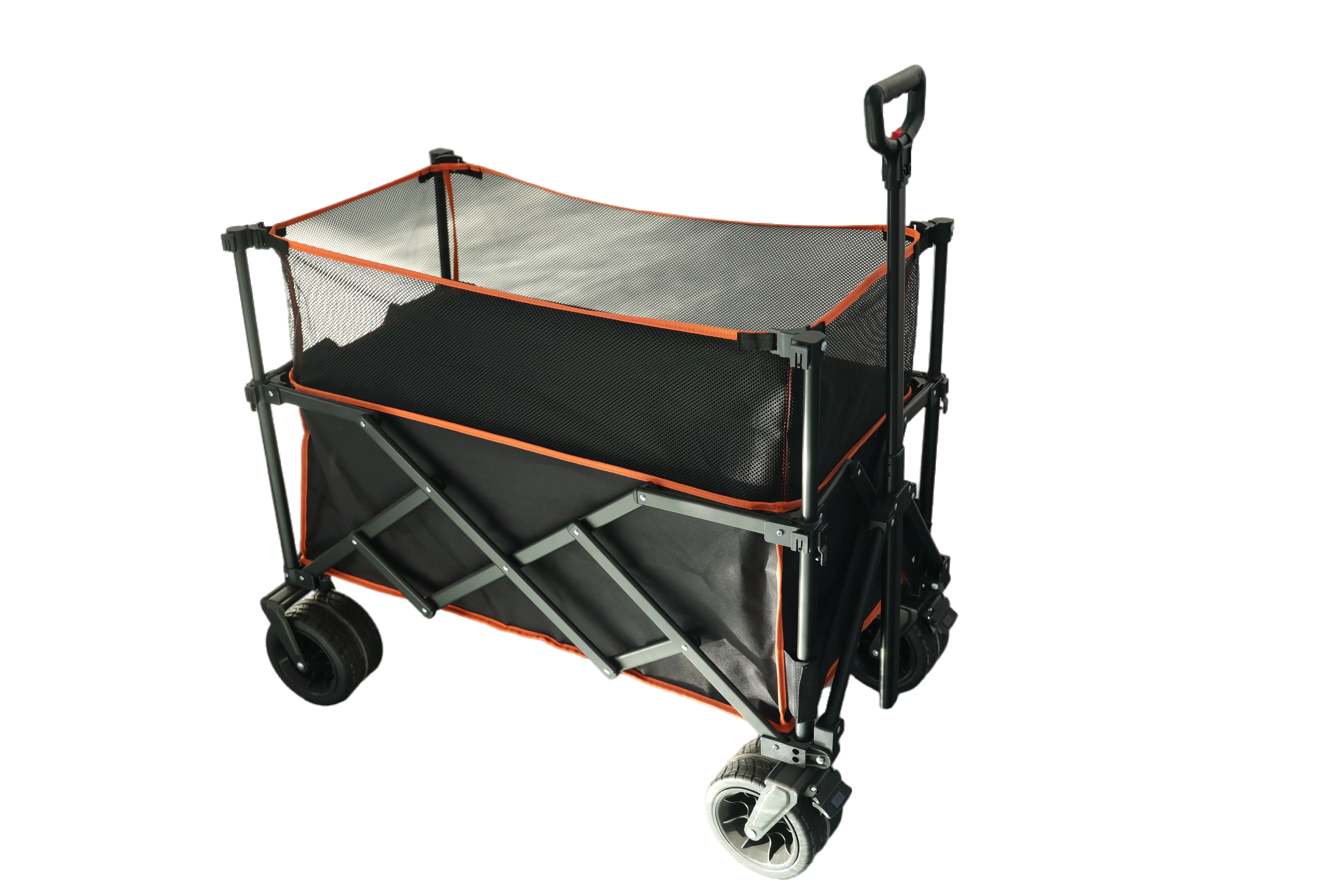New design Baby Cart Wagon Outdoor Foldable Gathering Trolleys Folding Camping Wagon Cart with mesh