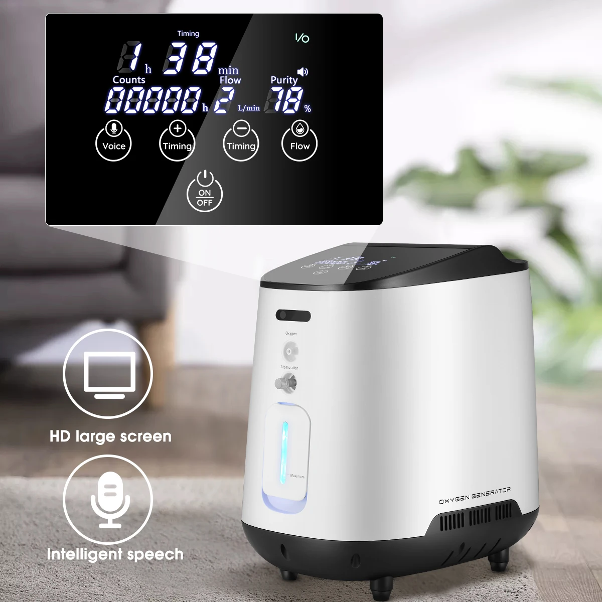 Oxygen Concentrator 24*7 Continuous Flow Hospital Grade Oxygen Concentrator Big Led Display High Pressure Oxgen Concentrat