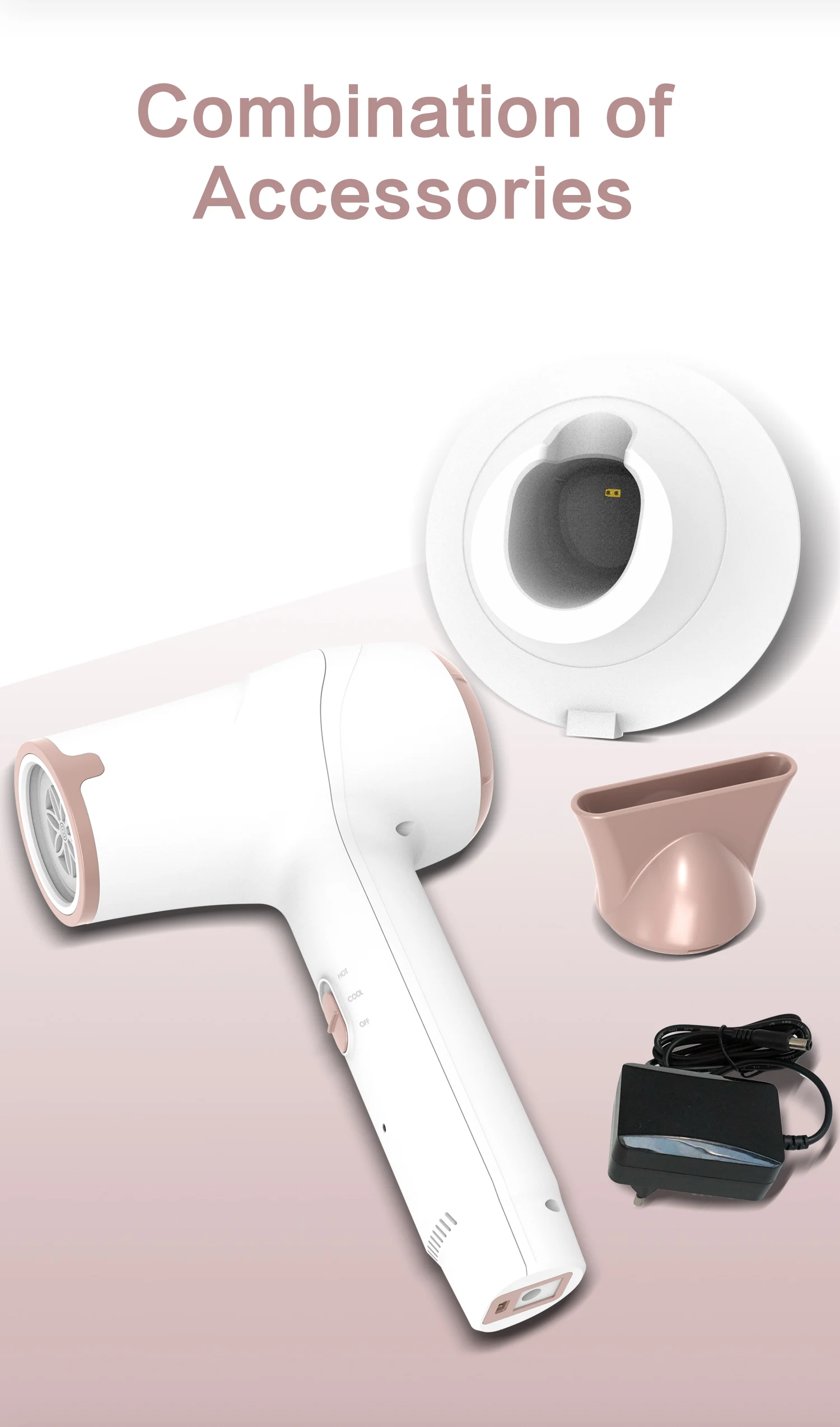 Rechargeable Battery 5000 mAh Portable Best Selling Professional Hair Dryer OEM DC Motor With Adaptor Concentrator