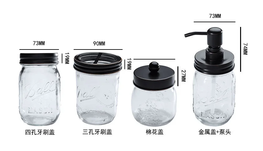 Новый дизайн, аксессуары для ванной комнаты, банки с металлическими крышками или туфли для мыла и лосьона для рук, ватные тампоны