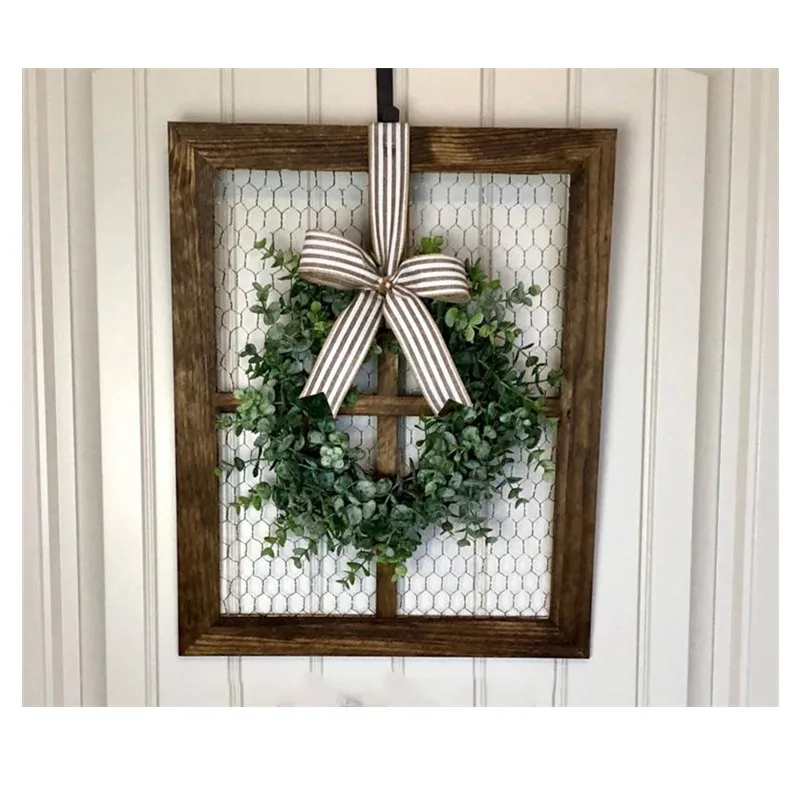 Chicken Wire Window with Small Wreath Farmhouse Decor Wood Window with wreath Rustic Wall decor Farmhouse Wall Decor