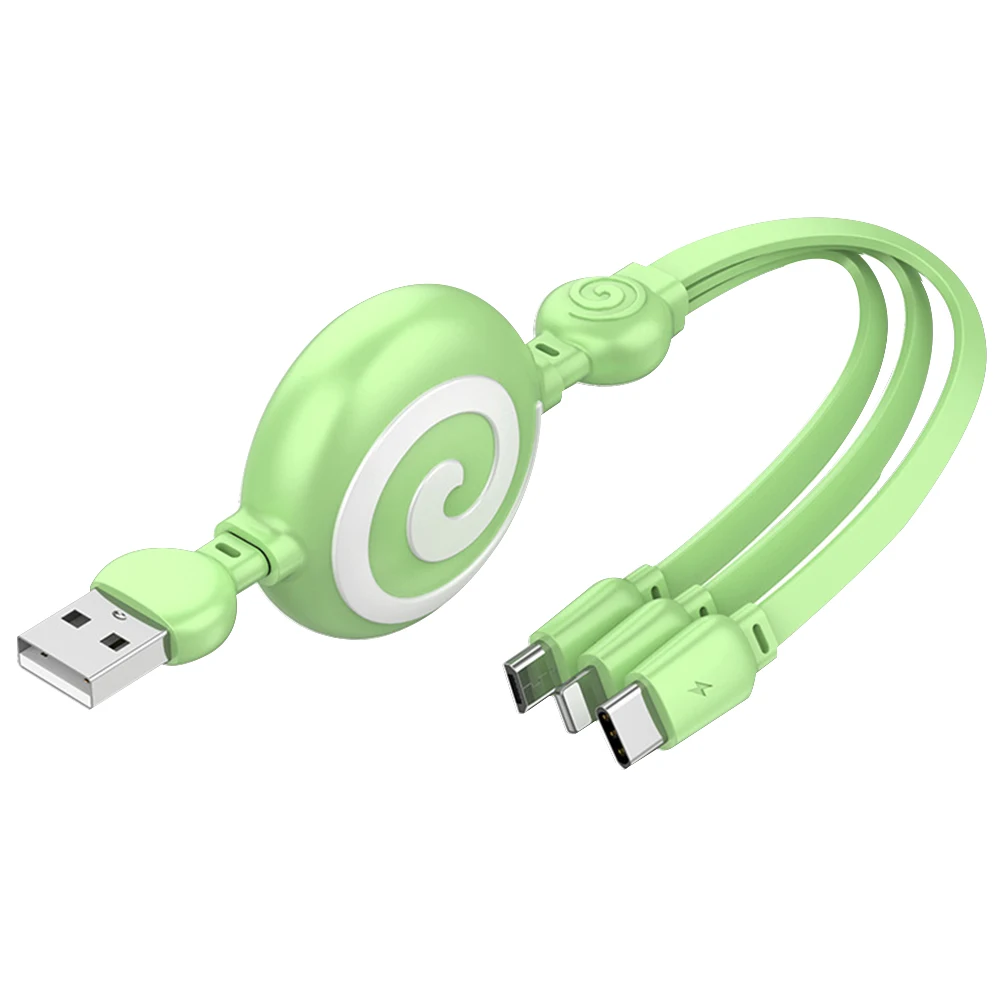 New On Stock Retractable 3 In 1 Usb Cable Travelling Mobile Phone Fast Charging Usb Android Cable With Packaging Box