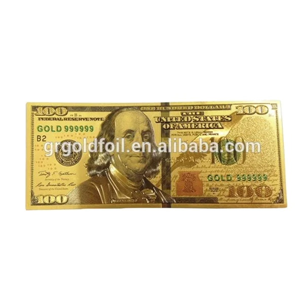 Art Crafts Colorful New America 100 Dollar Banknote 24K Gold Banknote New American Souvenir Items