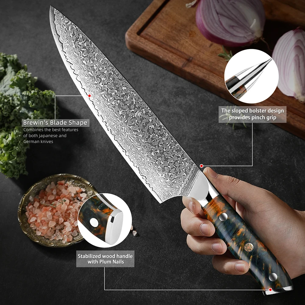 XITUO 8 inch Kitchen Chef Knife 67 Layers Japan VG10 Damascus High Carbon Steel Professional Meat Cutting Santoku Tool Cleaver