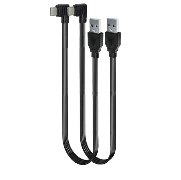 90 Degree USB 2.0 Cable A Male to C Male Flat Short Cable Support to Charging/Transfer soft silicone Right Angle for Laptop,TV