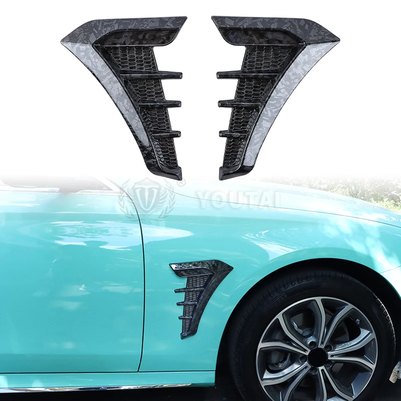 2pcs Jdm Universal Car Side Fender Vent Car Exterior Accessories Modified PP Forging Carbon Look Leaf Plate Side Vent