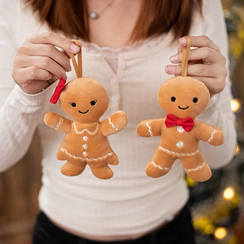 Christmas gingerbread man keychain plush cuddly gingerbread plush keychain mini boy and girl gingerbread man plush keychain