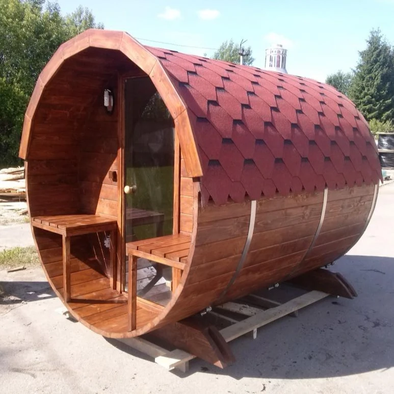 2-8 Person Outdoor Steam Sauna Barrel Wood Sauna Rooms