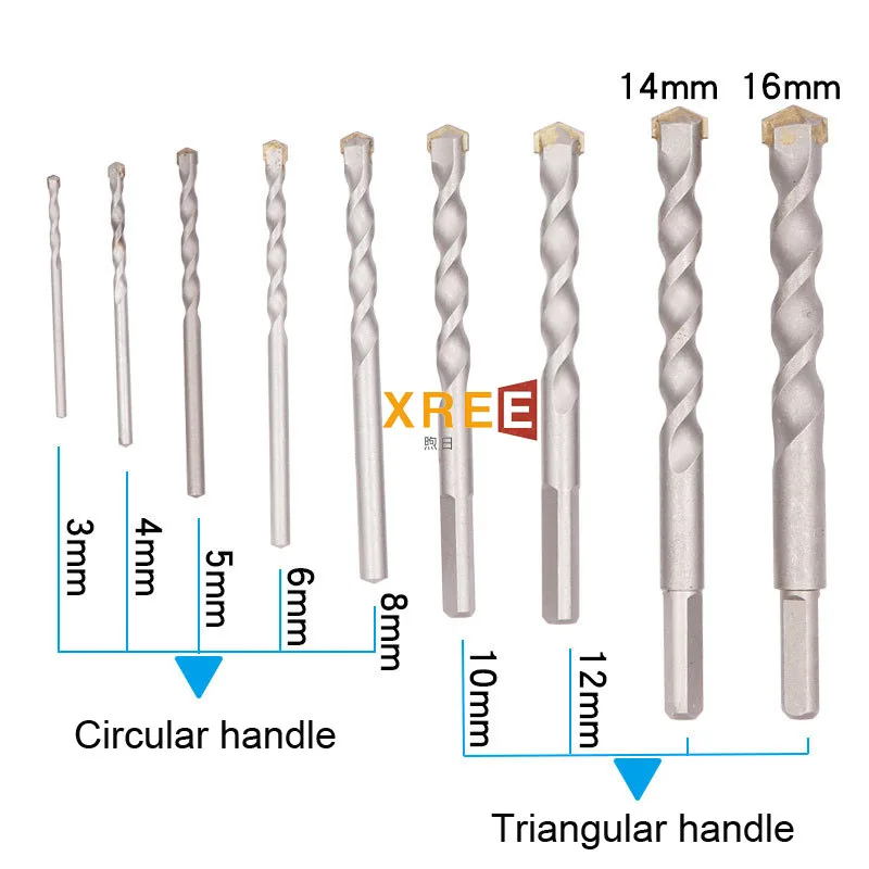 Hot selling pistol drill impact drill bit concrete cement wall alloy tungsten steel ceramic tile triangular handle