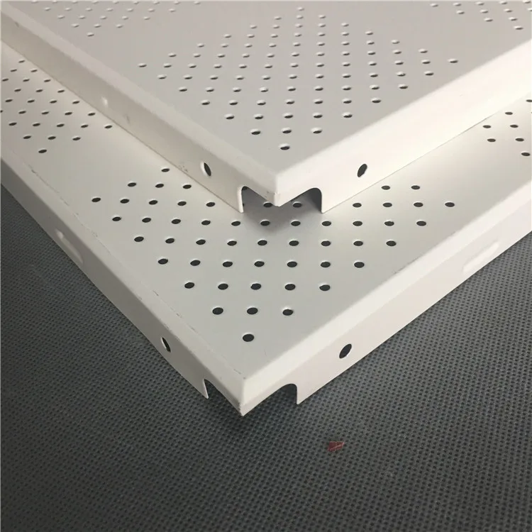 Clip-in Fireproof perforated design metal drop ceiling tin tiles 2x2