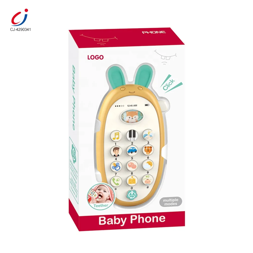 Chengji baby cellphone toy early educational electronic music lighting cute rabbit soft silicone learning toy phone for children