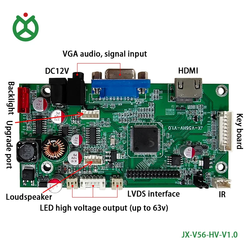 Model controller board JX-V56HV Mstar V56 LVDS output LCD module Controller Board with VGA HD MI LED backlight  monitor screen  Interface 1920*1080