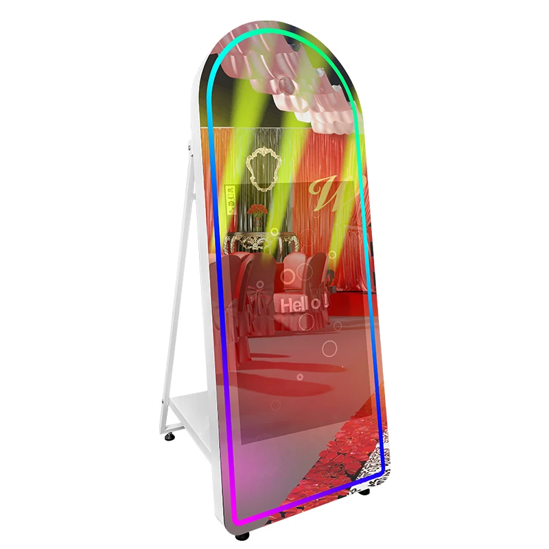 Christmas Party Supplies Photo Machine Foldable Mirror Photobooth Dslr Camera Selfie Booth Photo With Flight Case