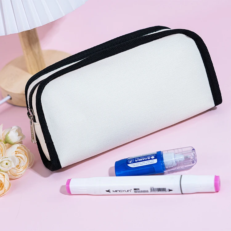 New Simple Color Canvas Multi-functional Storage bag wholesale Custom Student School Supplies Stationery Pencil Case