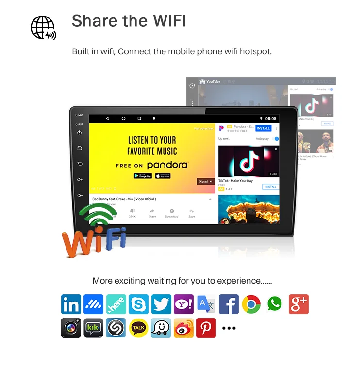9 / 10 inch WIFI FM BT Mirror Link Car Multimedia Player Android Video 10.0 Radio 2