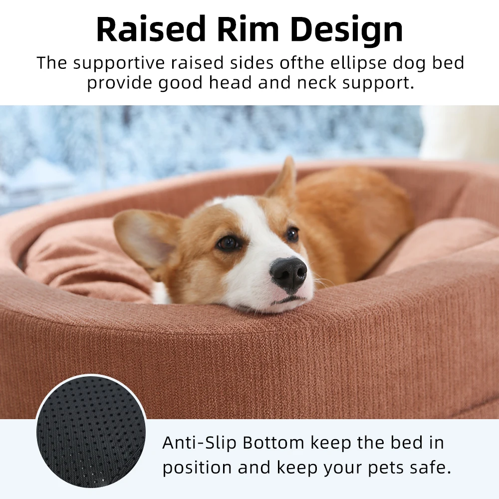Pet Bed manufacturer OEM Warm Washable Cat Beds Super Soft Suede Fabric Round High Rim Pet Dog Bed with remove able