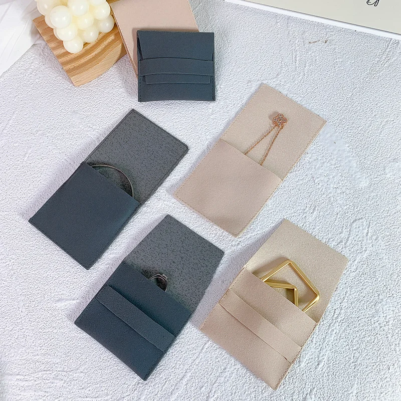Factory Price Custom Logo Small Jewellery Ring Bracelet Necklace Pouch Packaging Bag Microfiber Jewelry Pouches With Strap