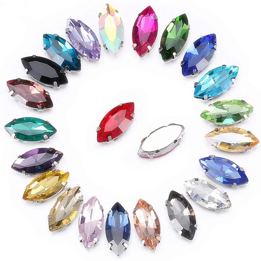 Manufacturers Shiny Crystal Sewn Rhinestone,4X15Mm 5X10Mm 7X15Mm 13X27Mm 17X32Mm 10X35Mm Horse Eye Glass Claw Diamond For Crafts