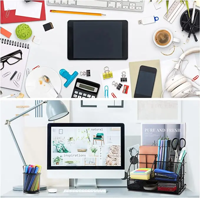 Office Desk Organizer with 6 Compartments + Pen Holder / 72 Accessories