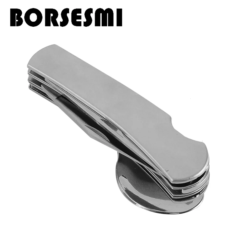 Latest Chinese multifunction stainless steel tableware spoon fork knife reusable picnic set cutlery for camping