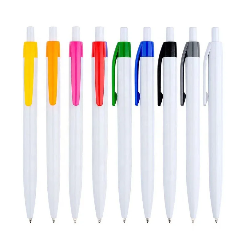 Hot sales custom logo printed advertising gift solid white sublimation plastic ballpoint pen