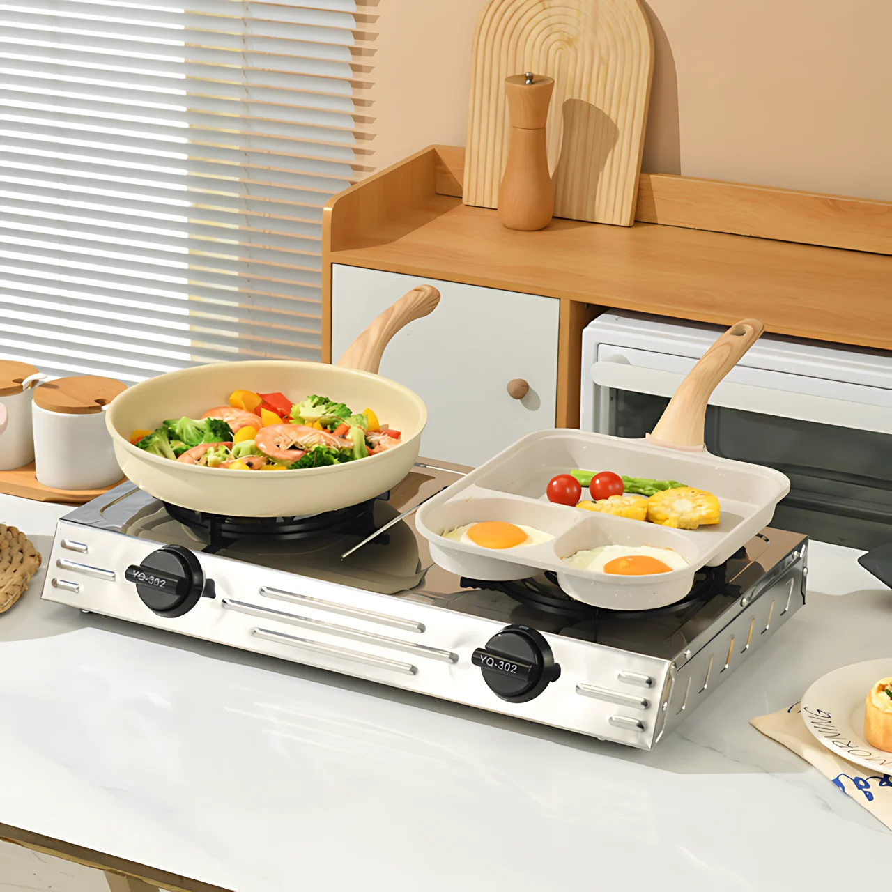 OEM ODM Stainless Steel Double Burner Cooktop Cook Top Table Energy Saving Household Kitchen Cylinder Gas Stove