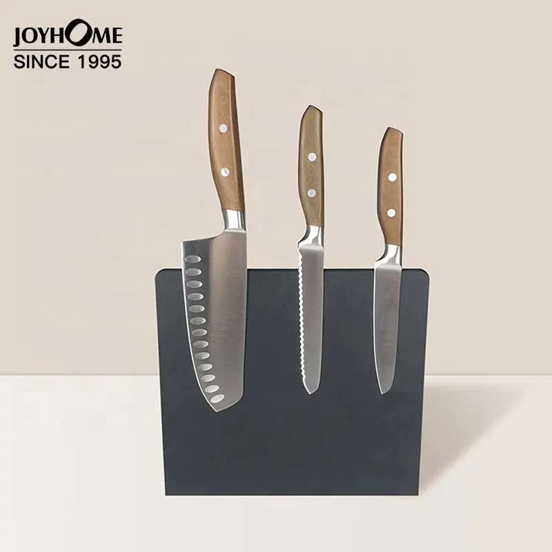 Kitchen design magnetic steel wood acacia knife block holder