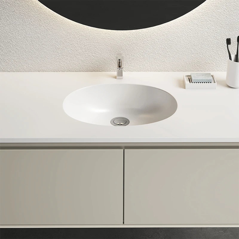Oval shape hotel bathroom washing sink artificial cast stone hand wash basin, bowl countertop mat solid surface washbasin