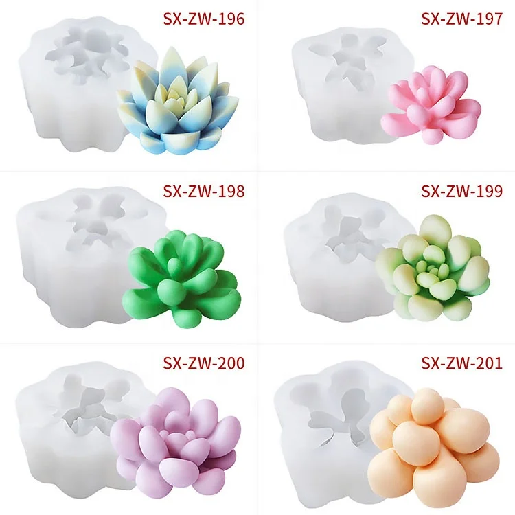 China supplier custom various shapes succulent plants flower pot diy silicone candle mold