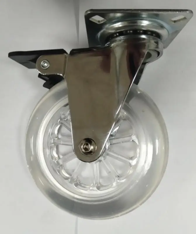 Поворотный Ролик для мебели 50 мм с прозрачным полиуретановым колесом