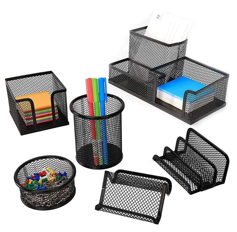 In Stock Perfect Pen Holder Storage Box Creative 6pc Office Desktop Organizer set