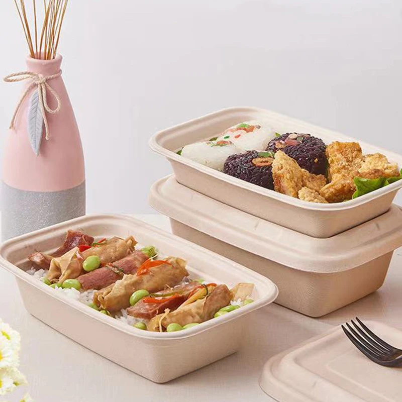 
Wholesale Price Eco-Friendly Biodegradable Sugarcane Pulp Paper Tray Disposable Paper Lunch Boxes 