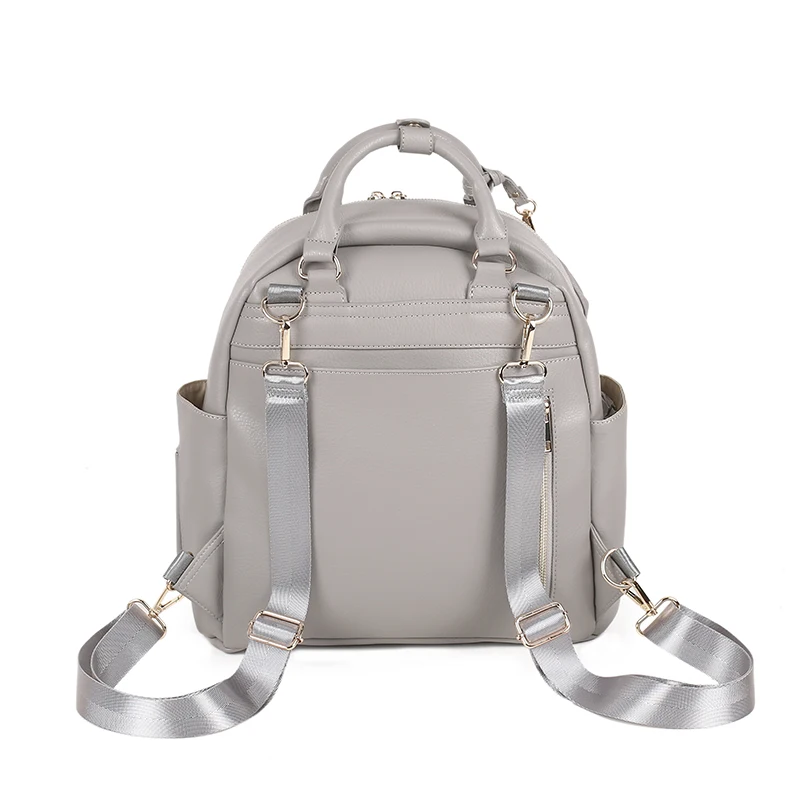 Faux leather top handle baby Travel diaper handbag, baby maternity nappy bag with changing pad and pracifier pouch