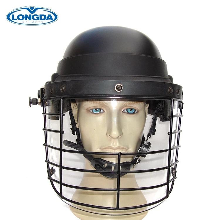 Military crashworthy riot bulletproof control helmet with face visor