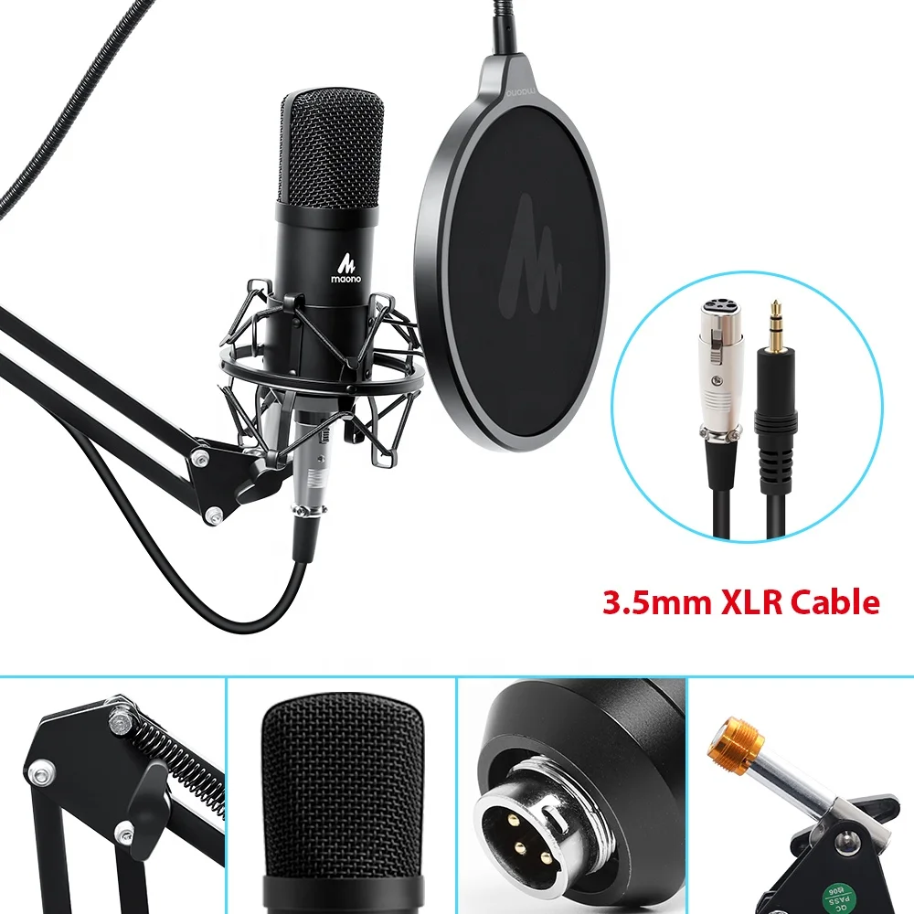 
professional audio live stream wired mic stand musical instruments podcasting microphone set 